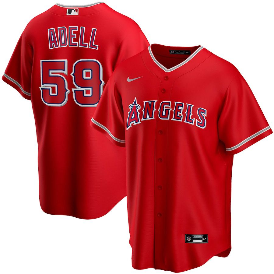 Mens Los Angeles Angels #59 Jo Adell Nike Red Replica Player Name MLB Jerseys->los angeles angels->MLB Jersey